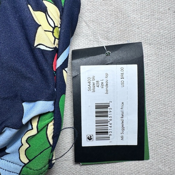 Kate Spade Navy and Green Floral Bikini Large Halter Top High Cut Bottom New - Picture 3 of 10